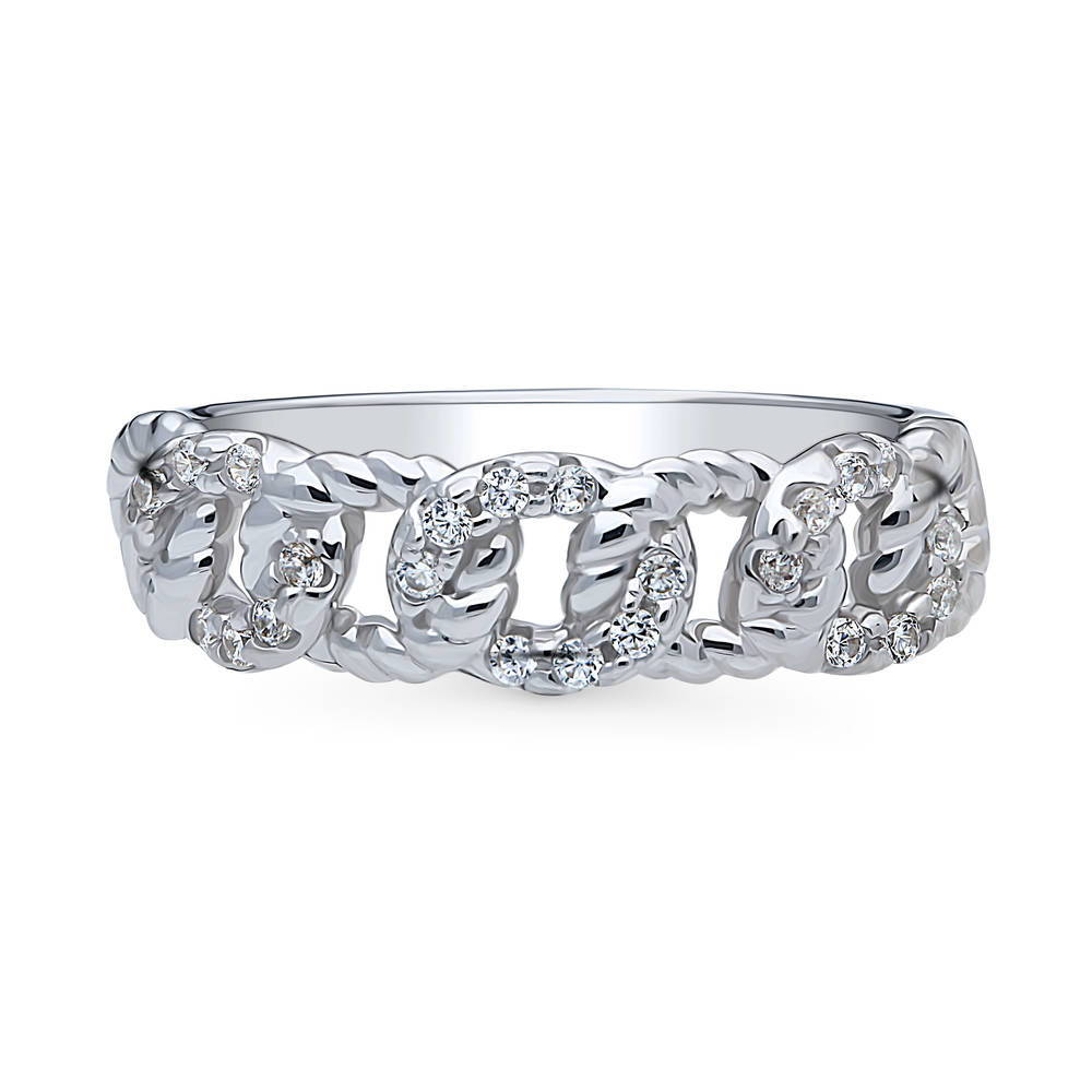 Woven CZ Band in Sterling Silver