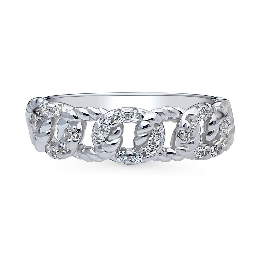 Woven CZ Stackable Band in Sterling Silver, 1 of 9