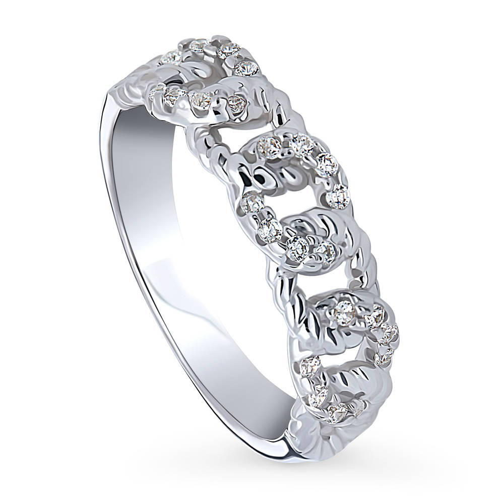 Woven CZ Stackable Band in Sterling Silver