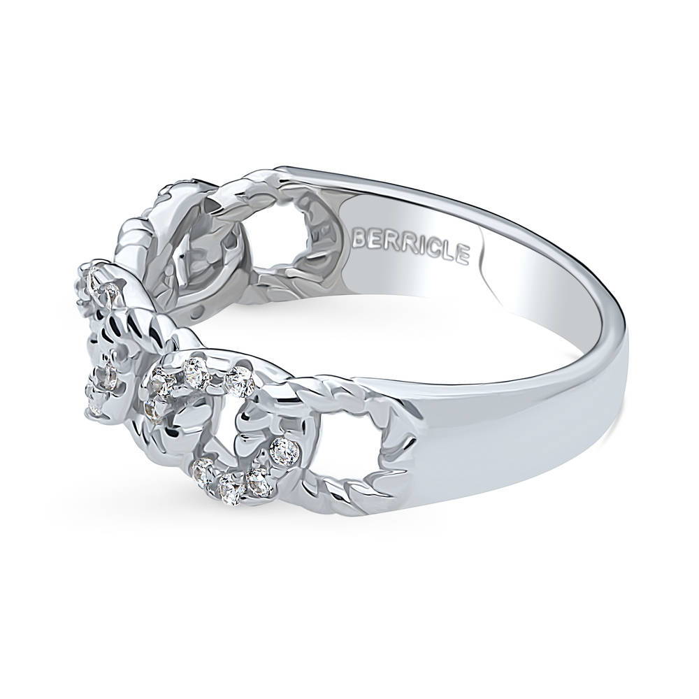 Angle view of Woven CZ Stackable Band in Sterling Silver