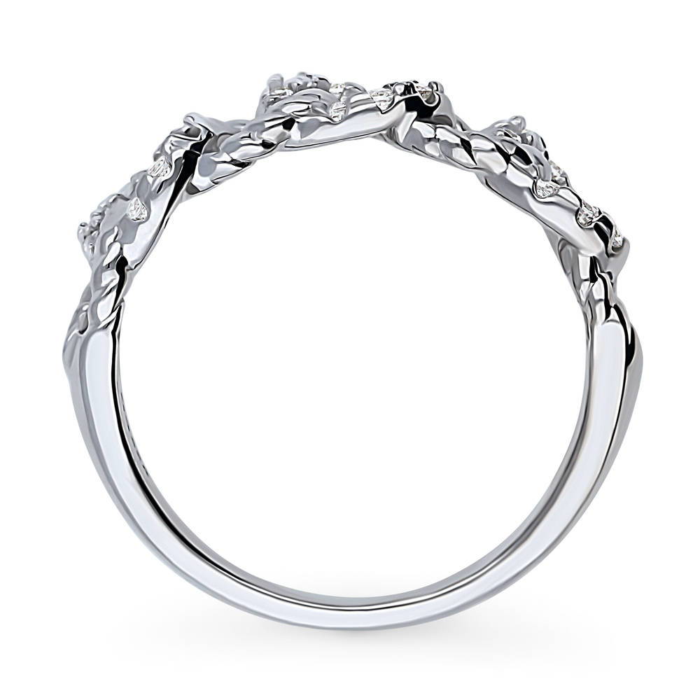 Alternate view of Woven CZ Stackable Band in Sterling Silver