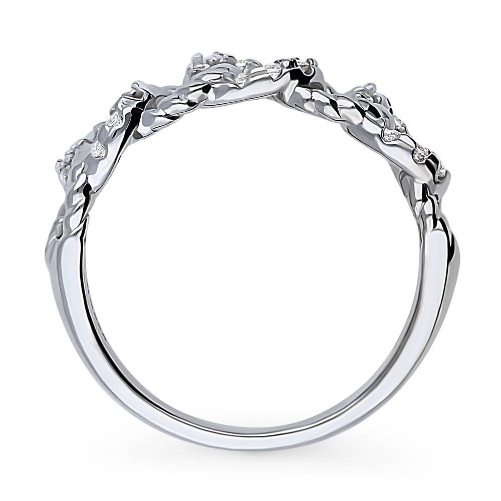 Woven CZ Stackable Band in Sterling Silver