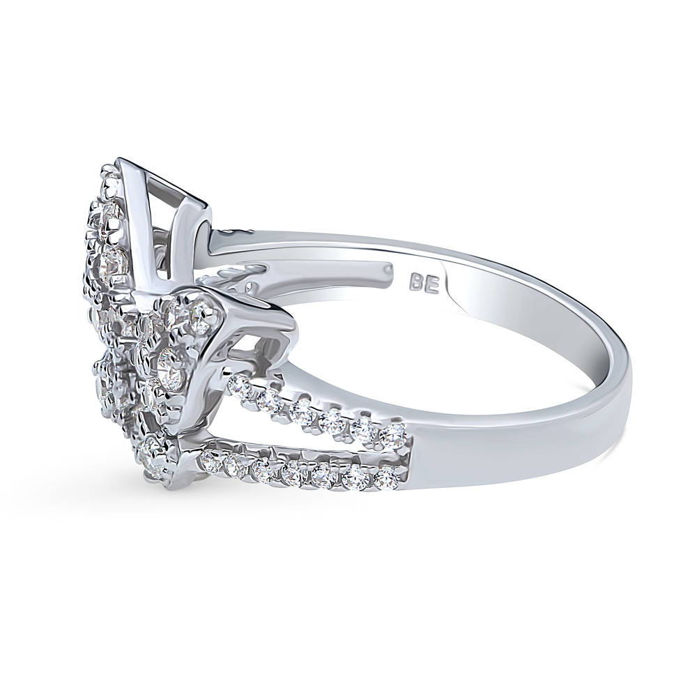 Angle view of Butterfly CZ Ring in Sterling Silver