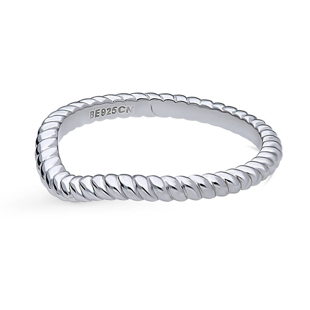 Woven Curved Band in Sterling Silver, side view
