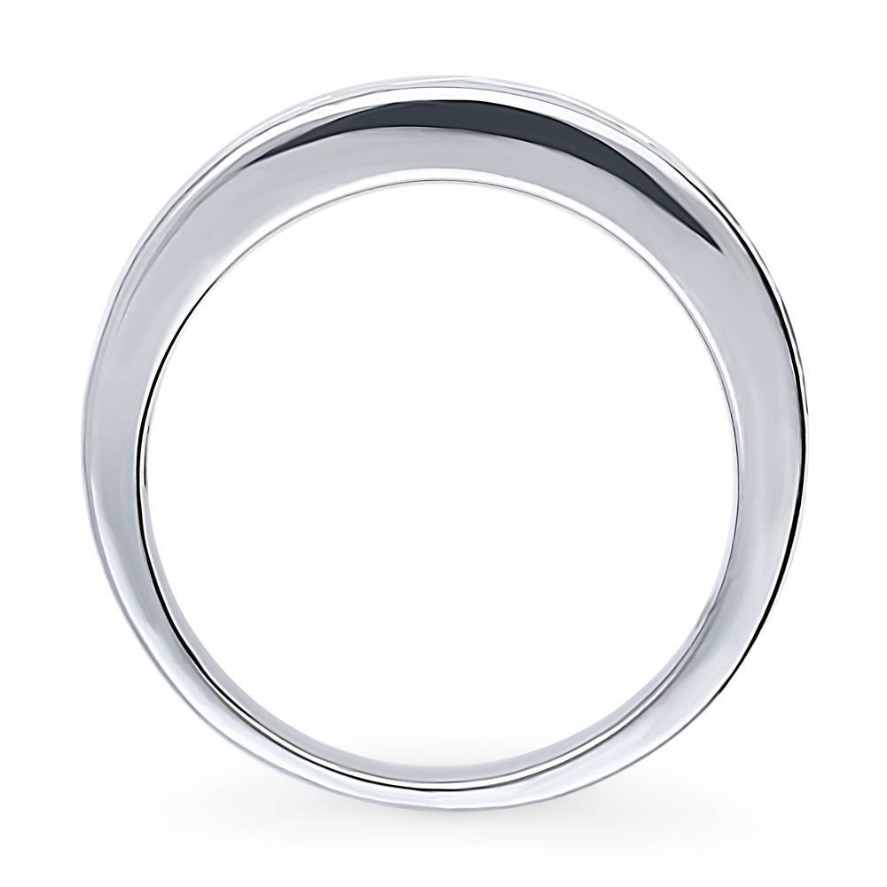 Alternate view of Channel Set Asscher CZ Half Eternity Ring in Sterling Silver