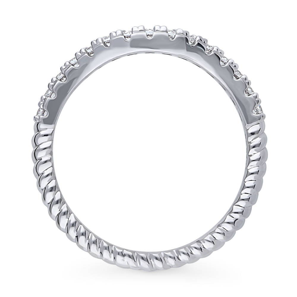 Woven Wishbone Chevron CZ Eternity Ring in Sterling Silver