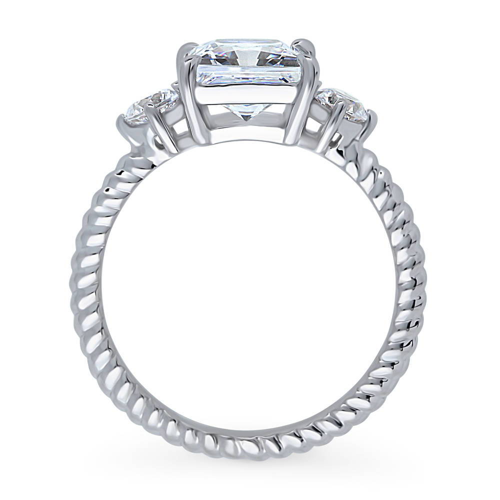 Alternate view of 3-Stone Woven Princess CZ Ring in Sterling Silver