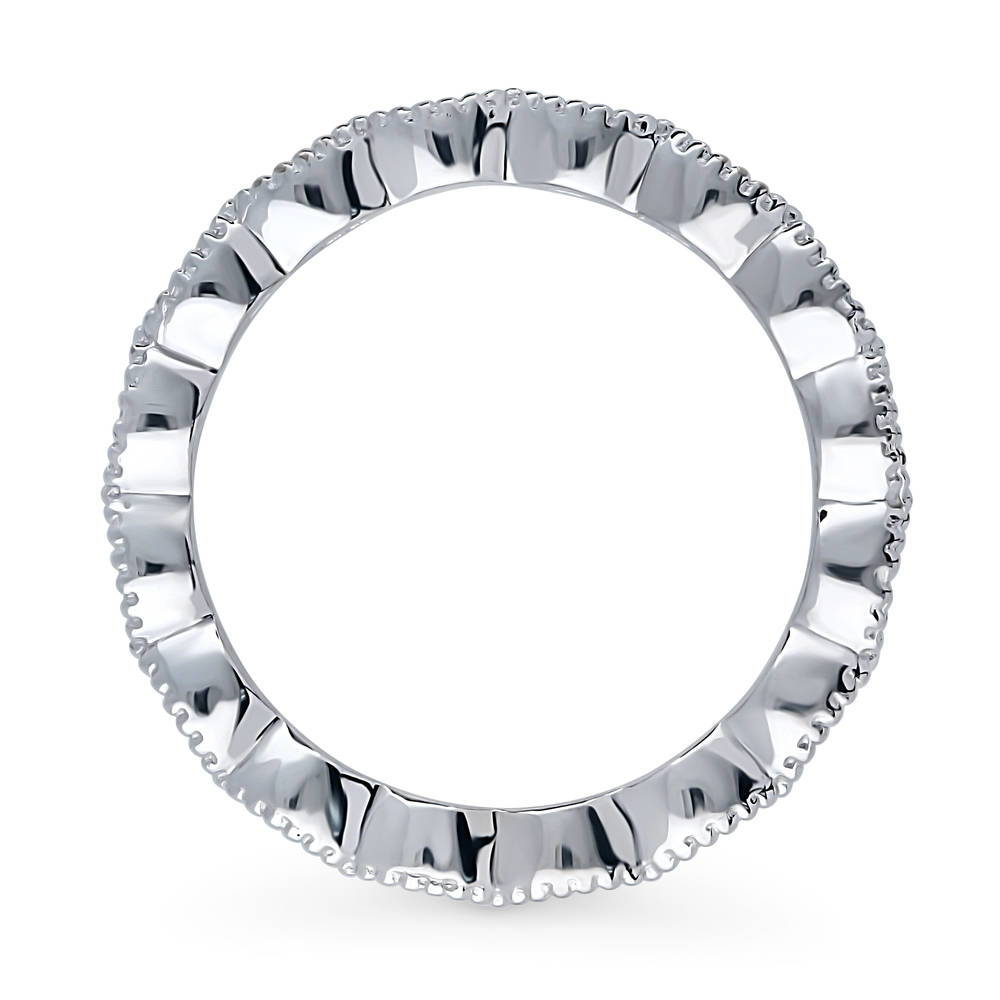 Angle view of Milgrain Bezel Set Marquise CZ Eternity Ring in Sterling Silver