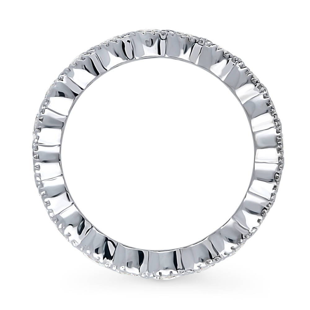 Angle view of Milgrain Bezel Set CZ Eternity Ring in Sterling Silver