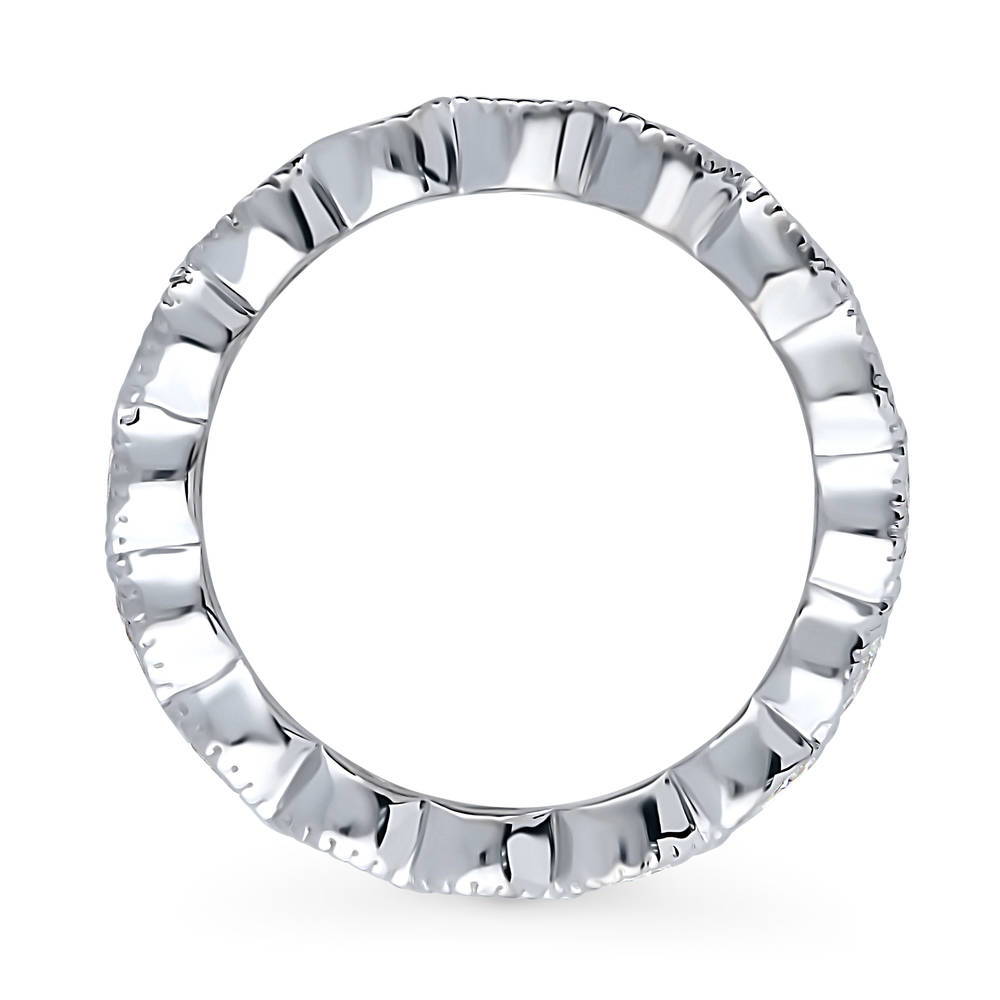 Angle view of Milgrain Bezel Set Pear CZ Eternity Ring in Sterling Silver, 5 of 8