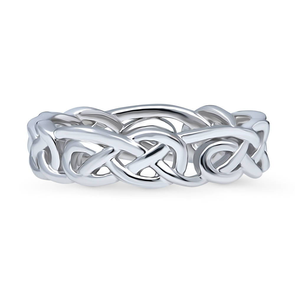 Sterling Silver Celtic Knot Ring - Woven Band For Men & Women, Sizes 4-15