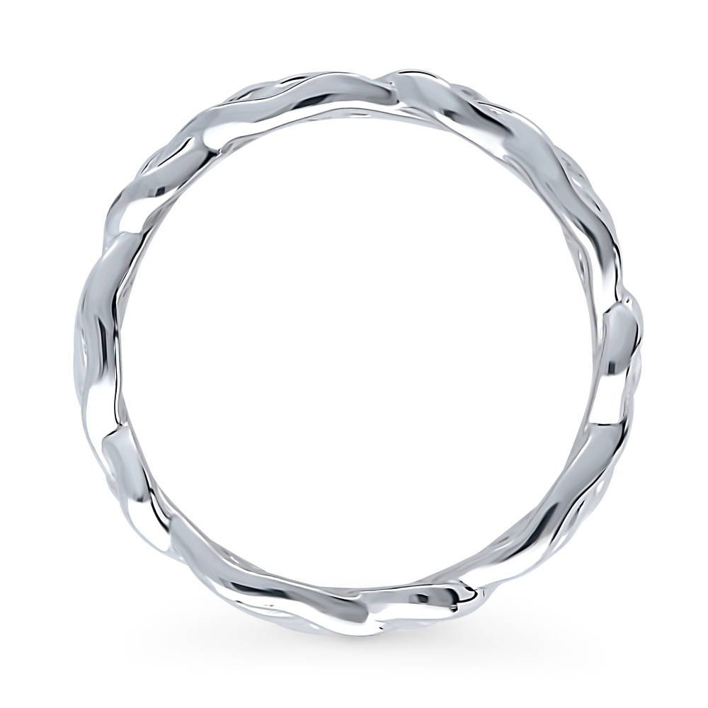 Angle view of Woven Celtic Knot Stackable Band in Sterling Silver