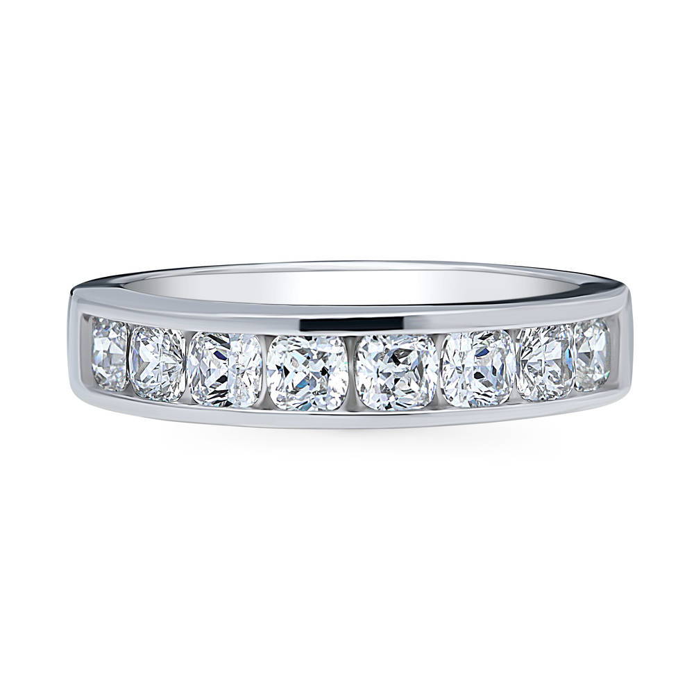 Channel Set Cushion CZ Half Eternity Ring in Sterling Silver, 1 of 9
