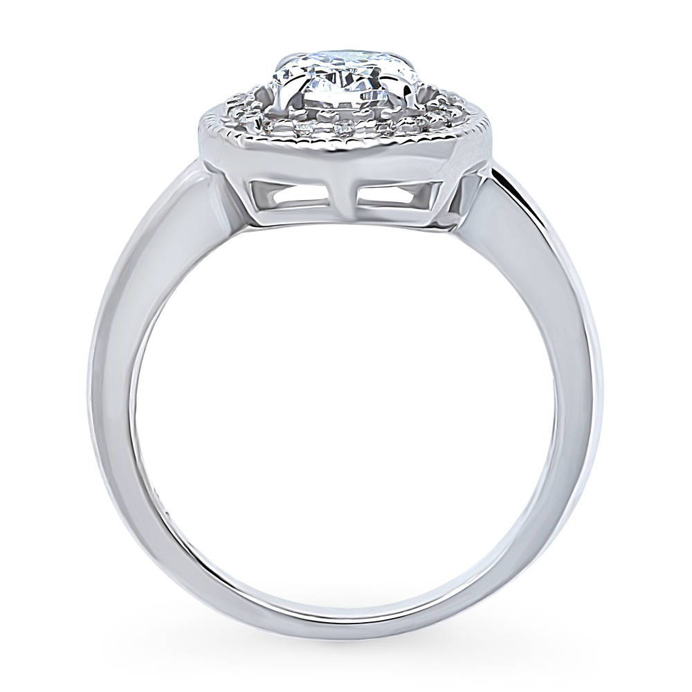 Alternate view of Halo Woven Oval CZ Ring in Sterling Silver