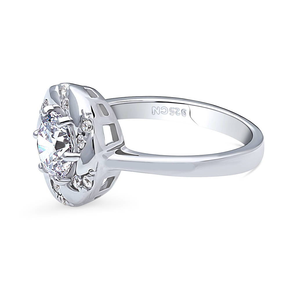 Angle view of Woven Wreath CZ Ring in Sterling Silver