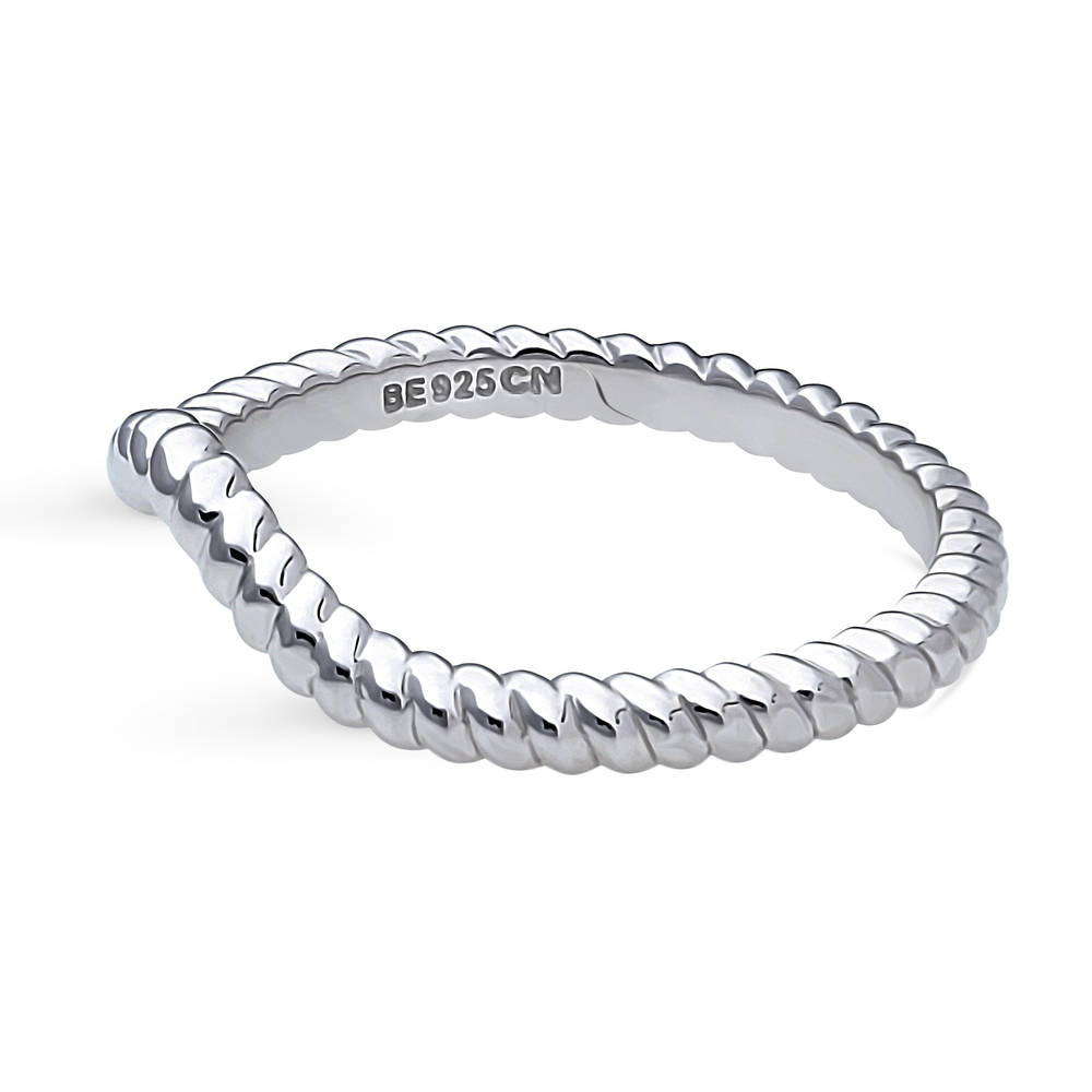 Angle view of Woven Wishbone Curved Band in Sterling Silver