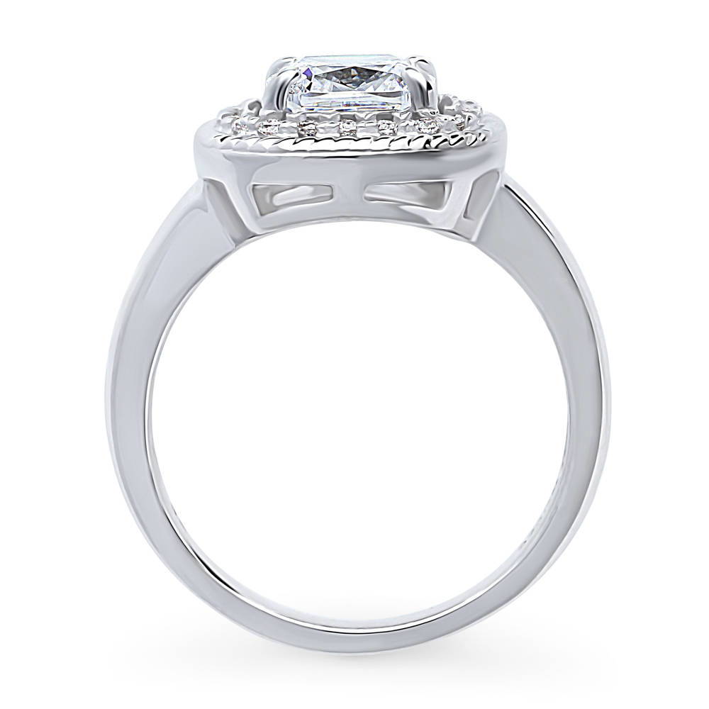 Halo Woven Art Deco Cushion CZ Ring in Sterling Silver