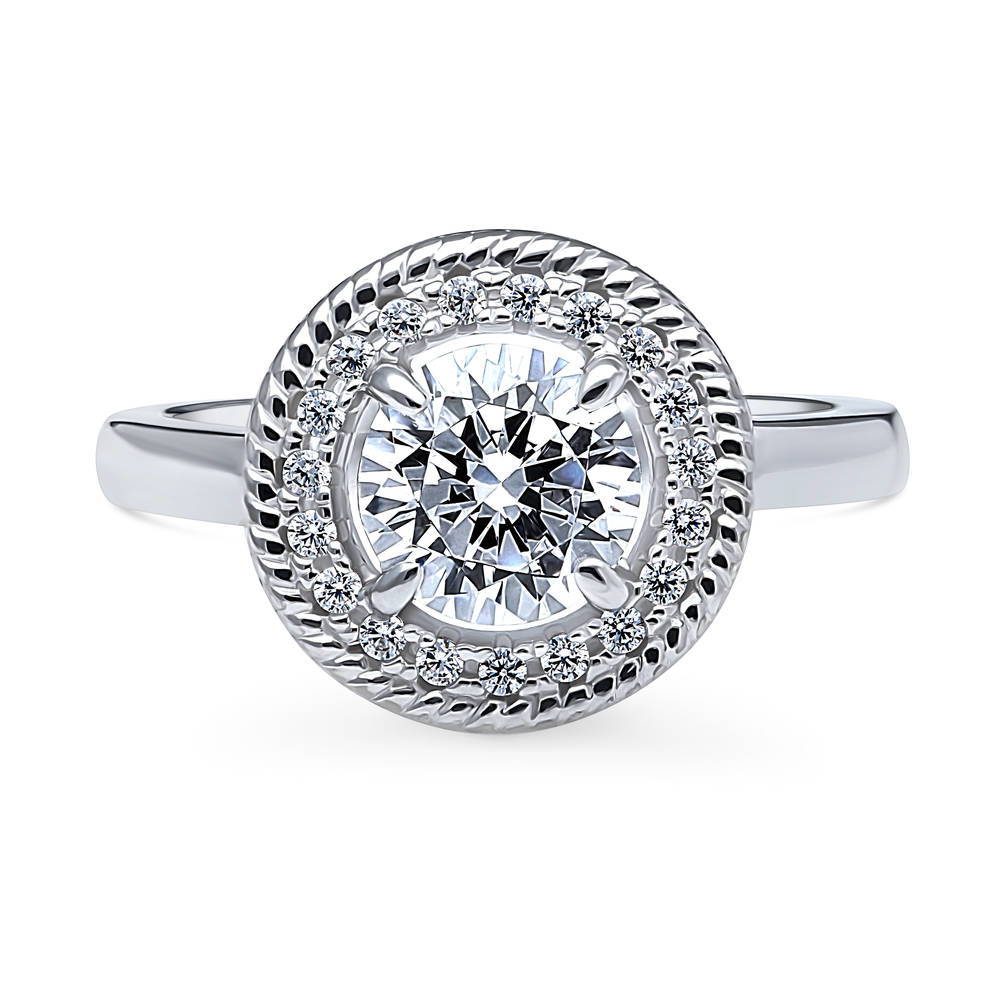 Halo Cable Round CZ Ring in Sterling Silver