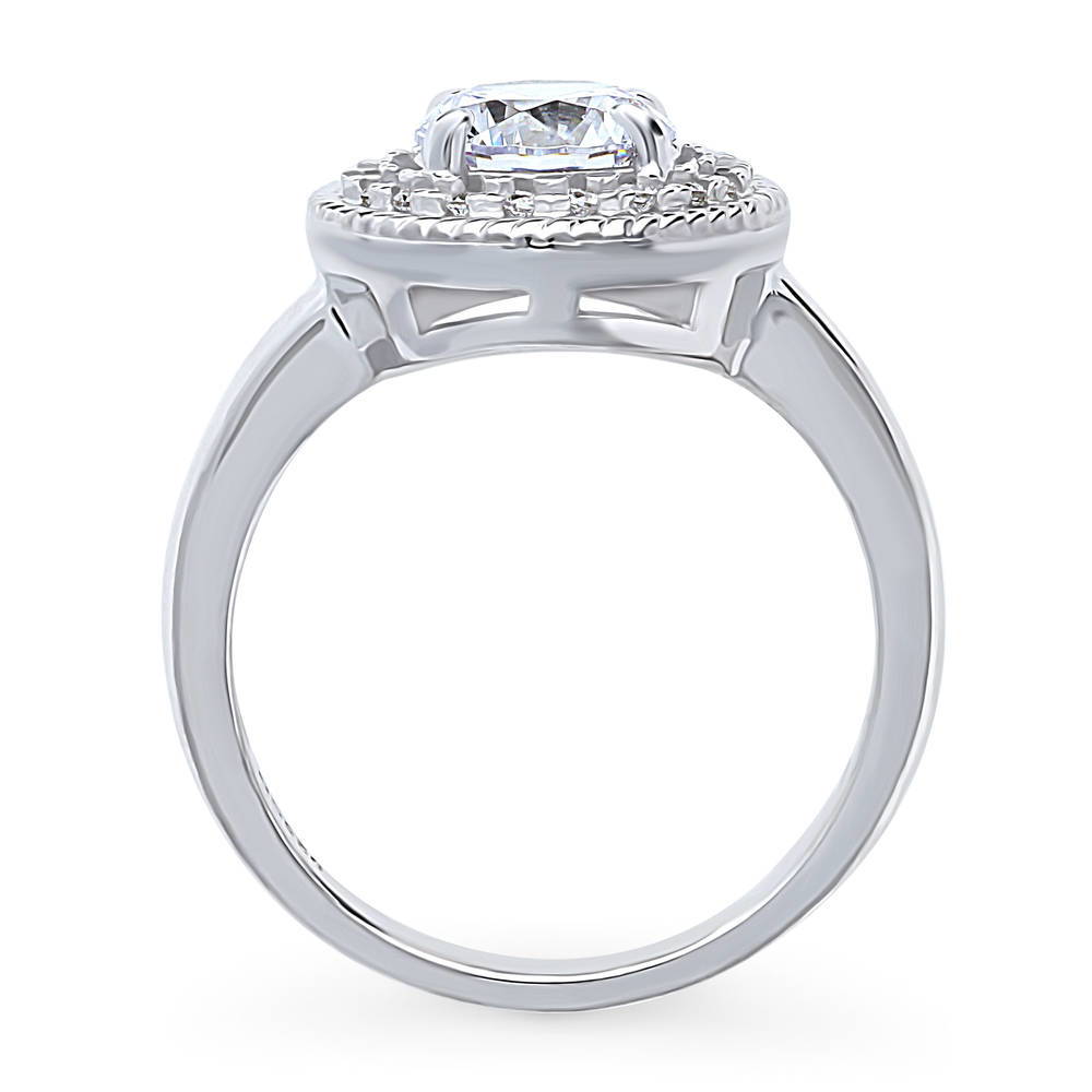 Alternate view of Halo Cable Round CZ Ring in Sterling Silver