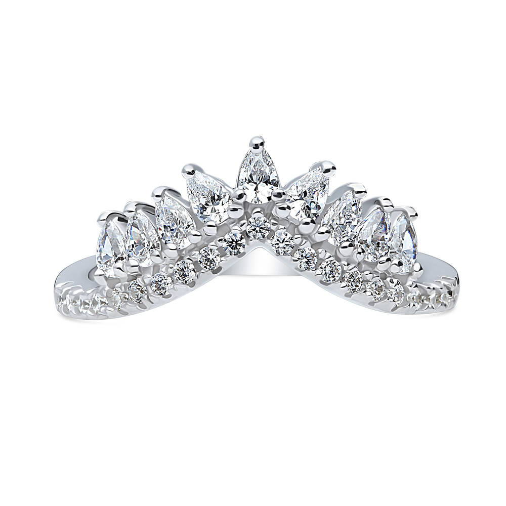 Wishbone Crown CZ Curved Half Eternity Ring in Sterling Silver, 1 of 10