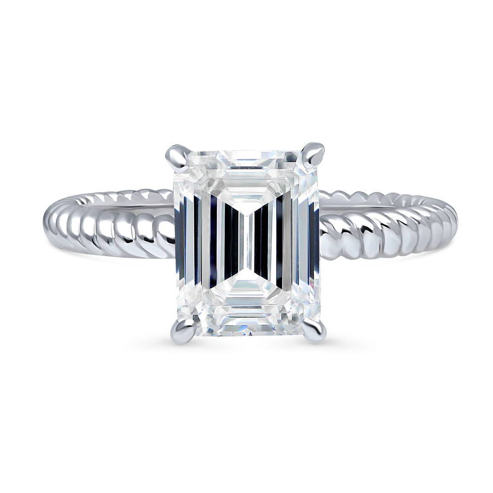 Woven Solitaire CZ Ring in Sterling Silver