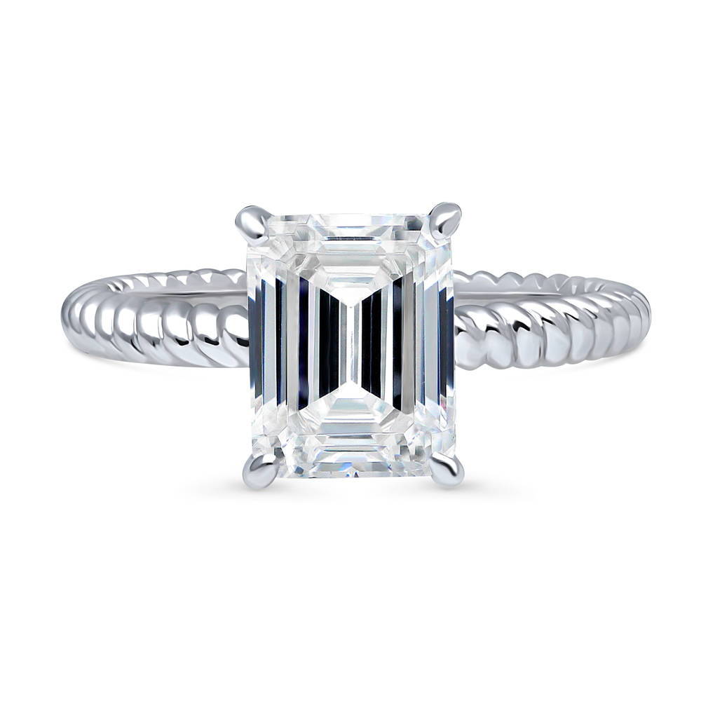 Woven Solitaire CZ Ring in Sterling Silver, 1 of 9