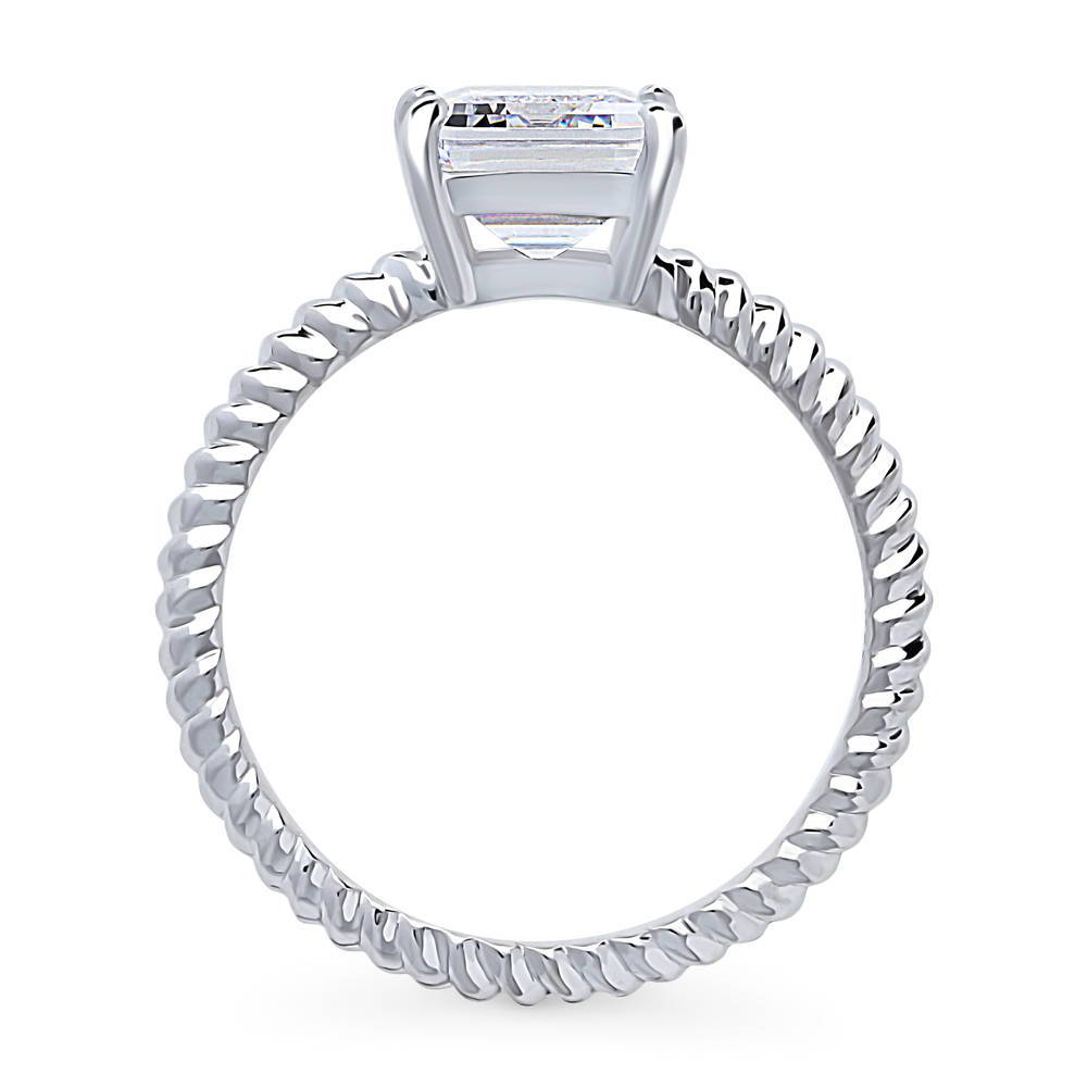 Alternate view of Woven Solitaire CZ Ring in Sterling Silver