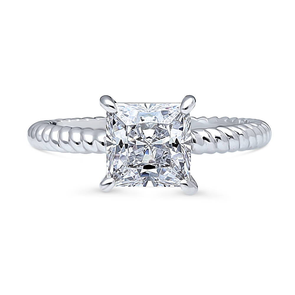 Woven Solitaire CZ Ring in Sterling Silver