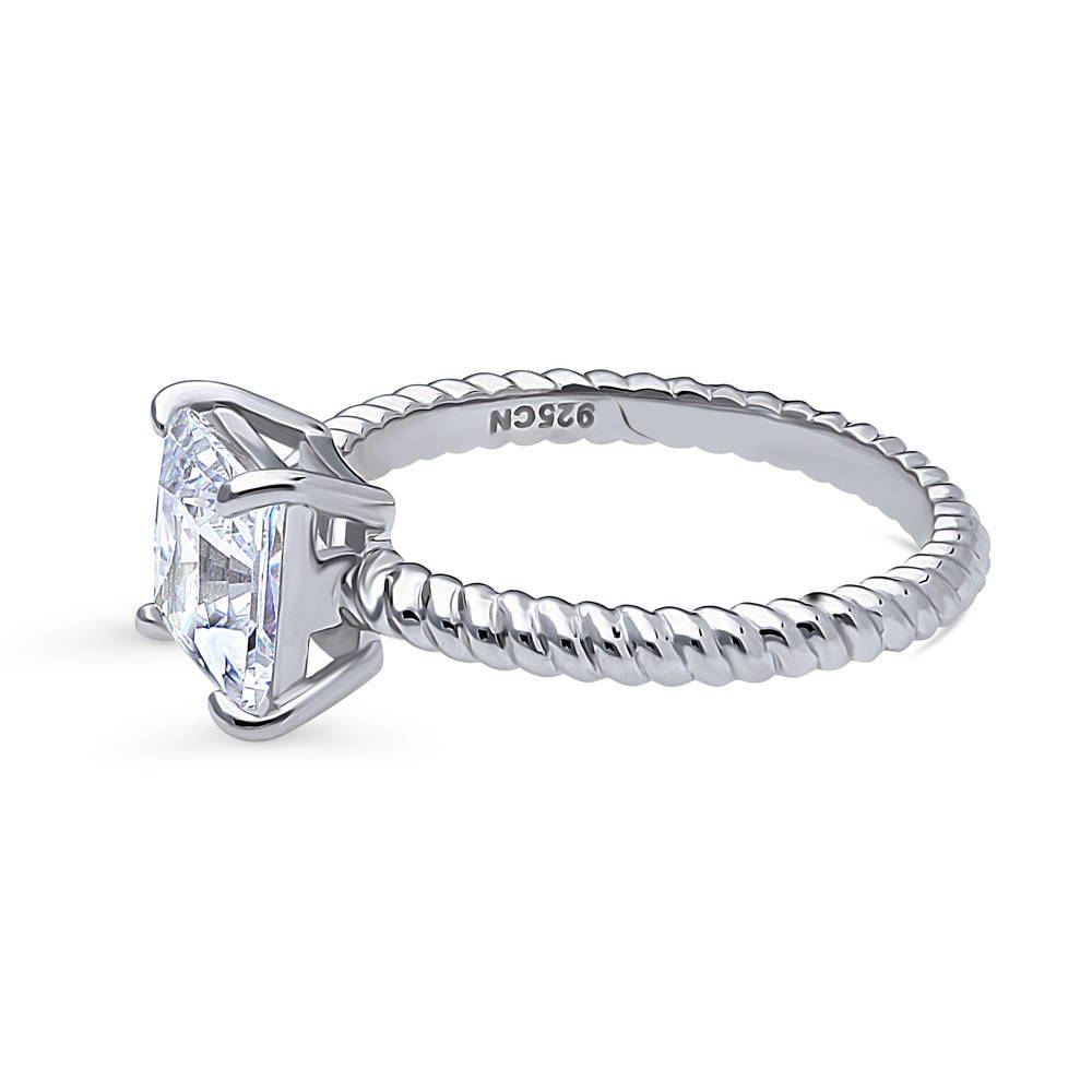 Woven Solitaire CZ Ring in Sterling Silver
