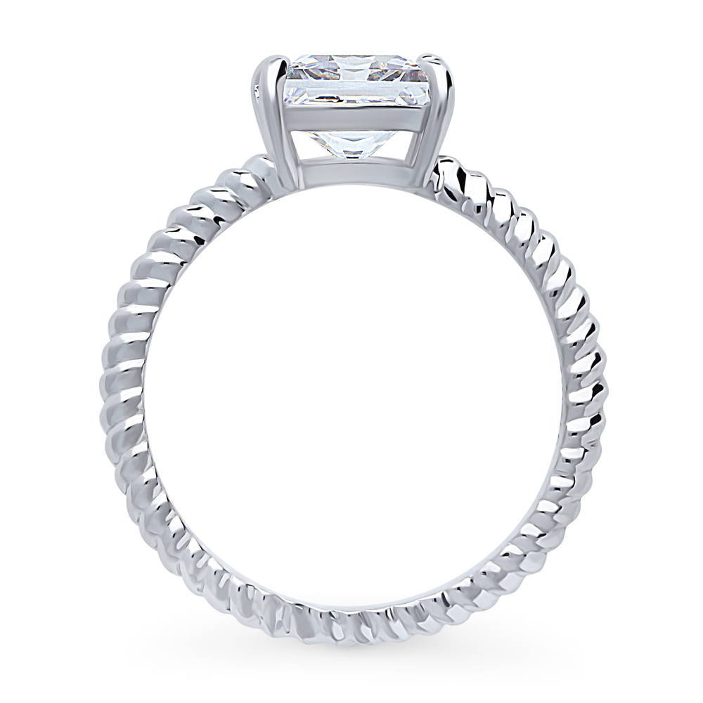 Alternate view of Woven Solitaire CZ Ring in Sterling Silver