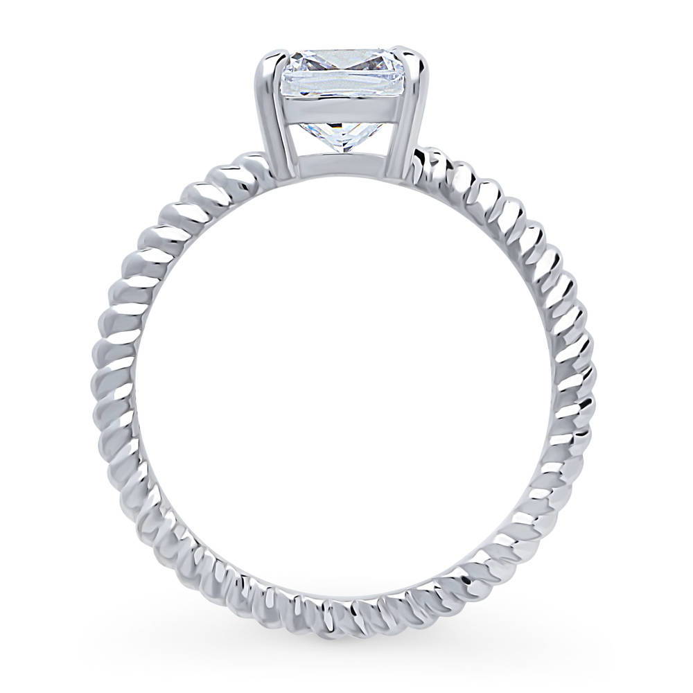 Alternate view of Woven Solitaire CZ Ring in Sterling Silver