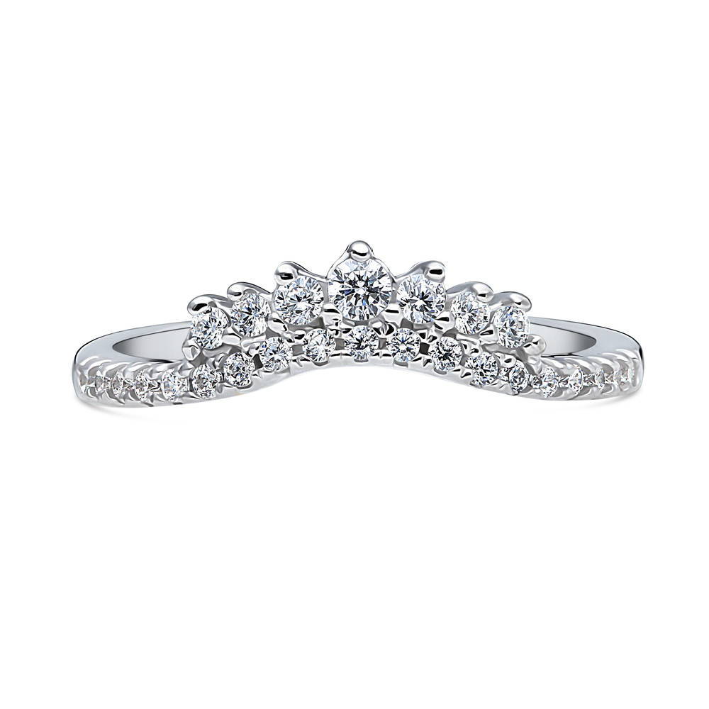 Wishbone CZ Eternity Ring in Sterling Silver