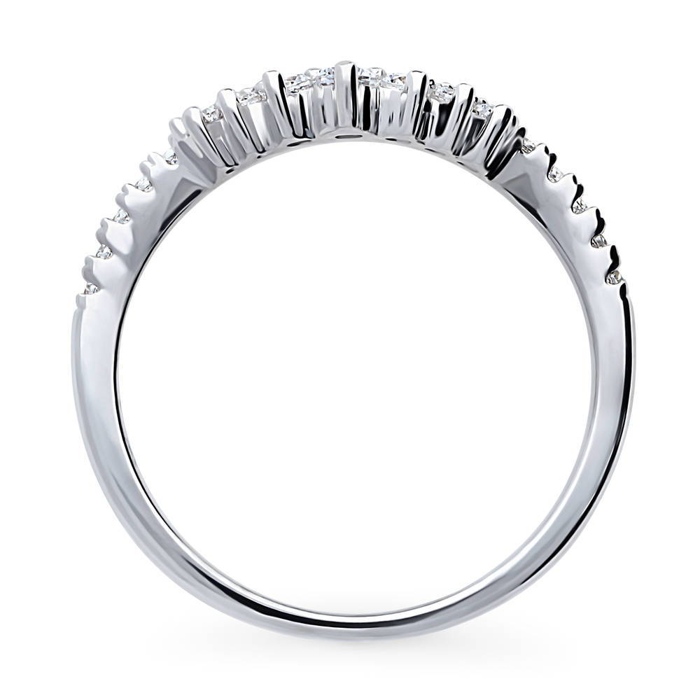 Alternate view of Wishbone CZ Curved Half Eternity Ring in Sterling Silver