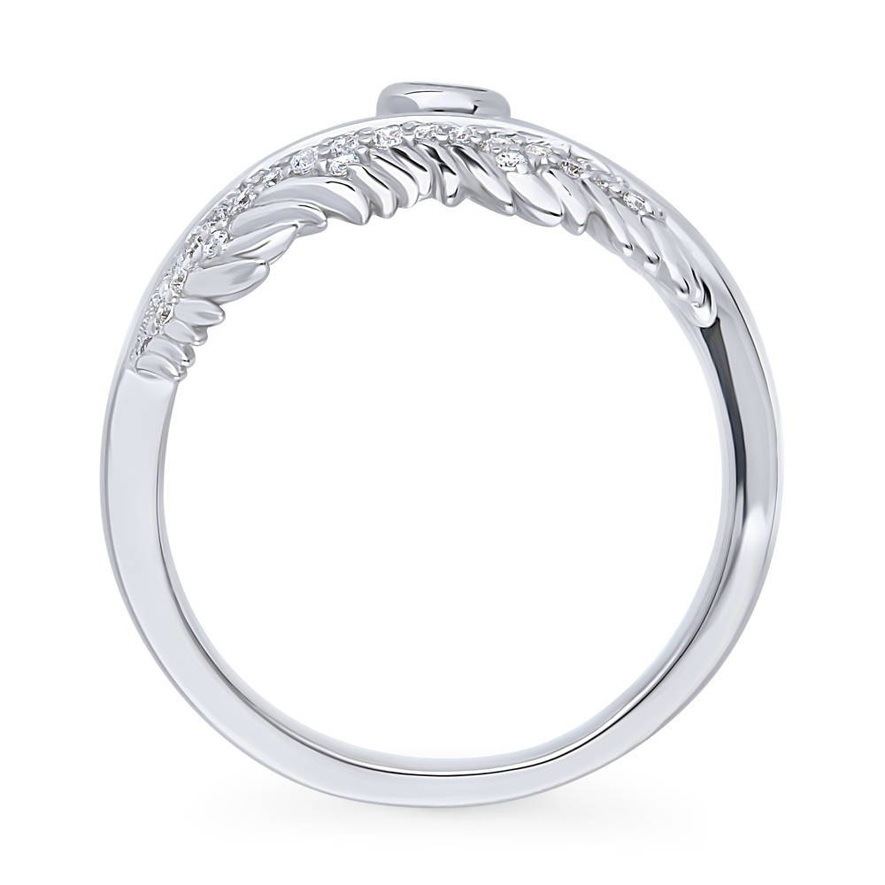 Alternate view of Feather Bypass CZ Ring in Sterling Silver, 8 of 10