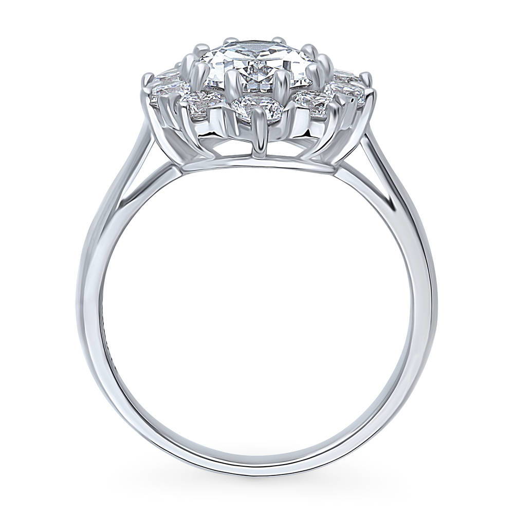 Alternate view of Flower Halo CZ Statement Ring in Sterling Silver