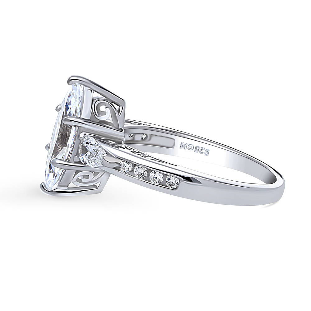 Angle view of 3-Stone Marquise CZ Ring in Sterling Silver