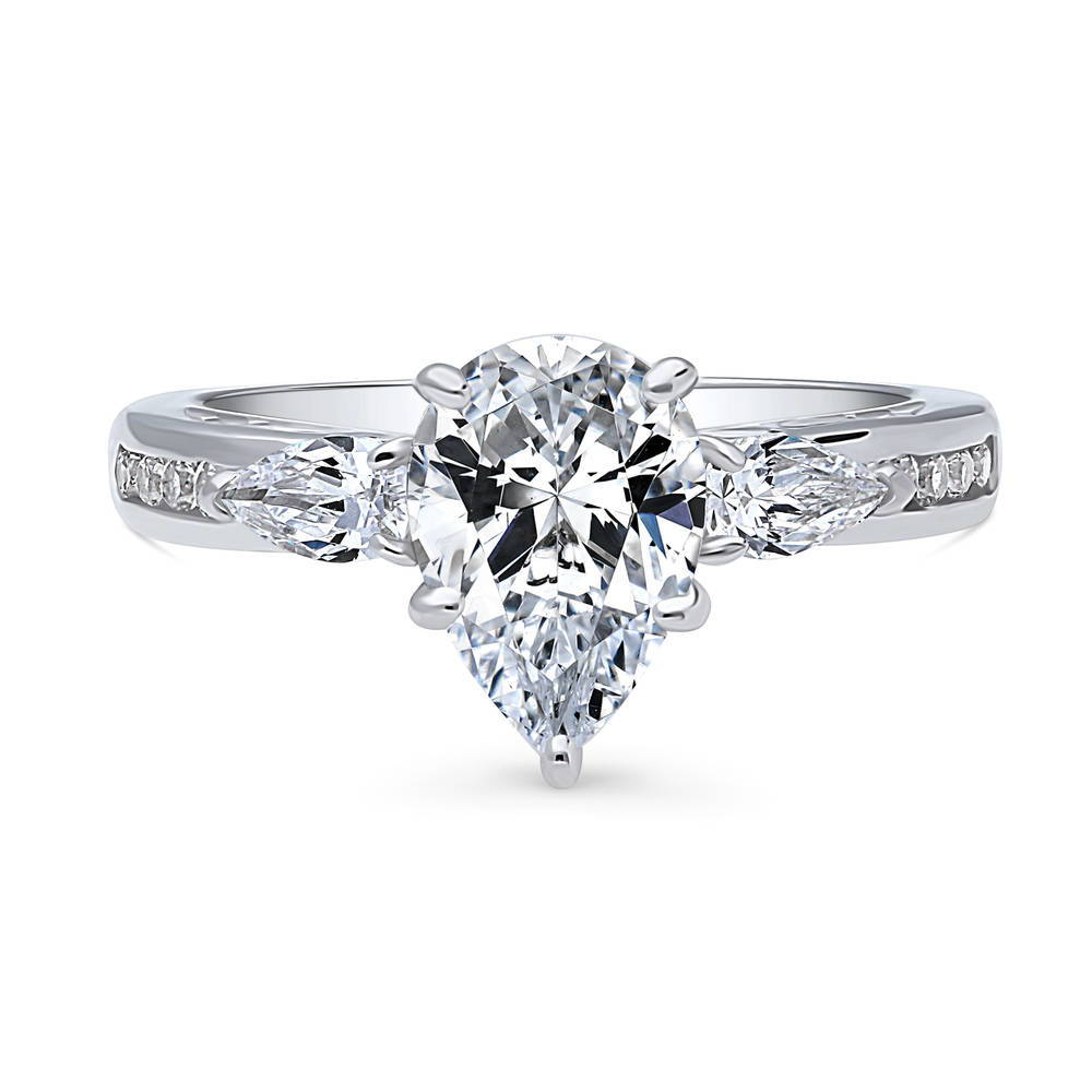 3-Stone Pear CZ Ring in Sterling Silver