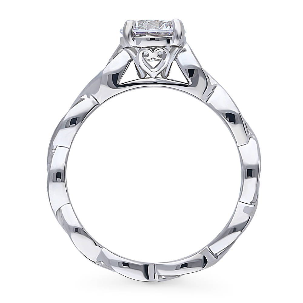 Alternate view of Woven Solitaire CZ Ring in Sterling Silver