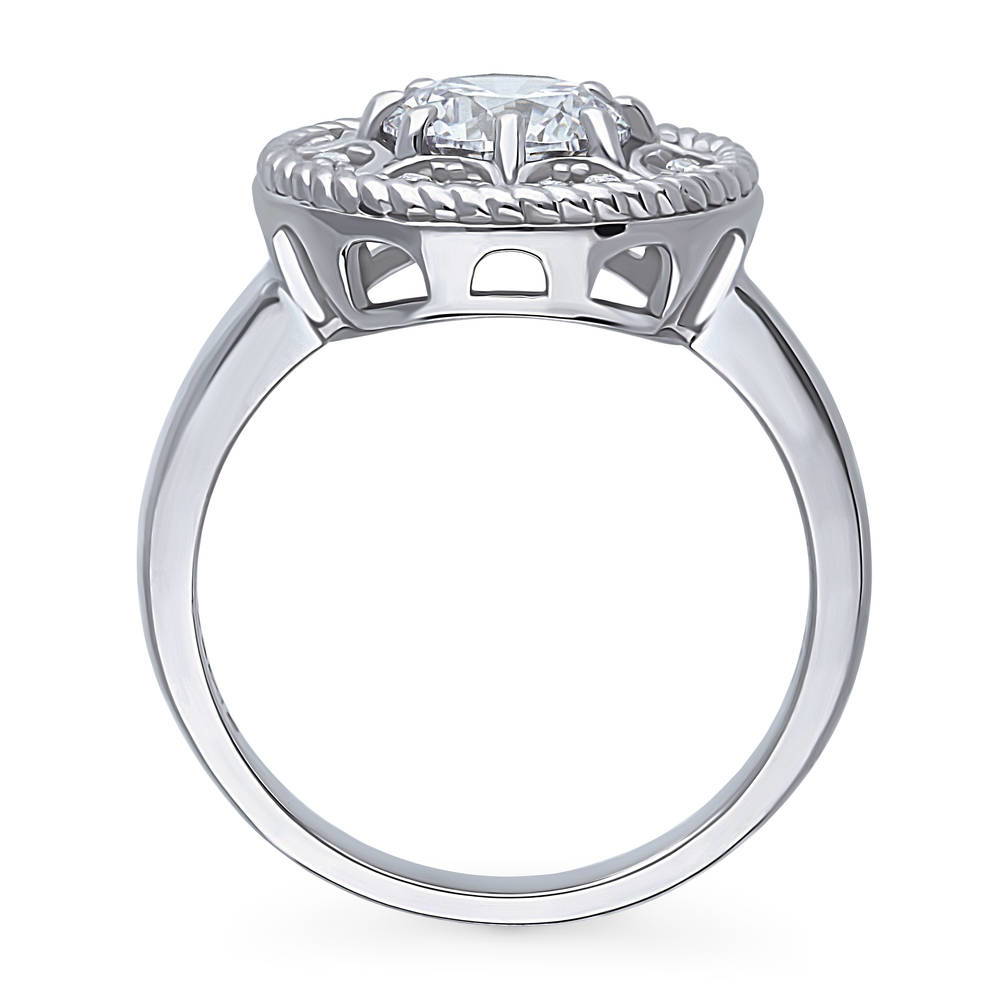 Alternate view of Cable Halo CZ Statement Ring in Sterling Silver