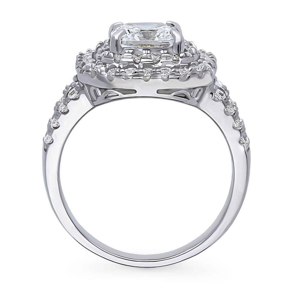 Alternate view of Halo Cushion CZ Statement Split Shank Ring in Sterling Silver, 8 of 9