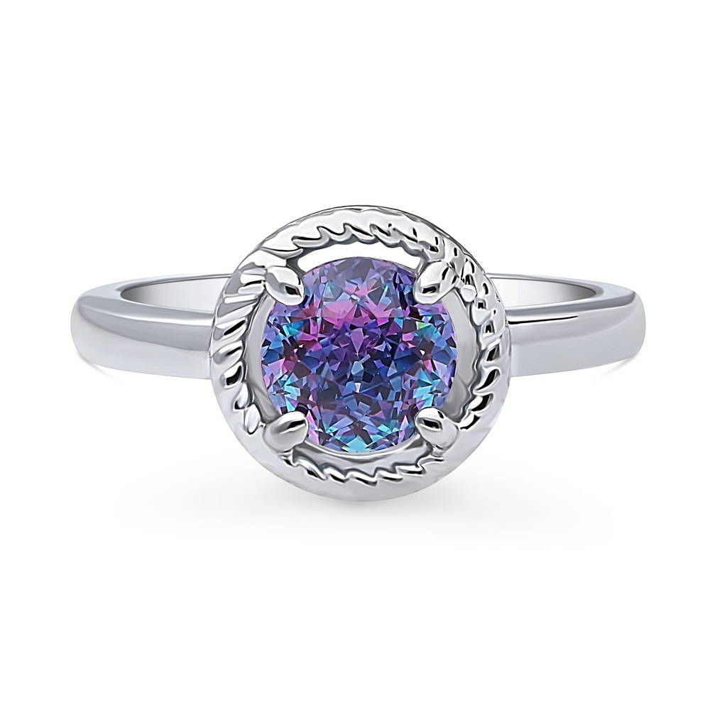 Solitaire Purple Aqua Round CZ Ring in Sterling Silver 1.25ct, 1 of 9