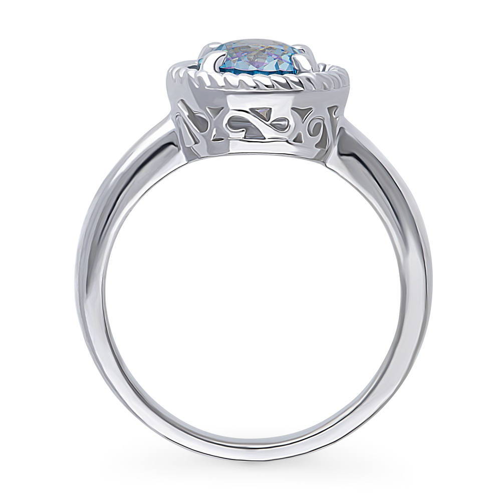 Alternate view of Solitaire Purple Aqua Round CZ Ring in Sterling Silver 1.25ct