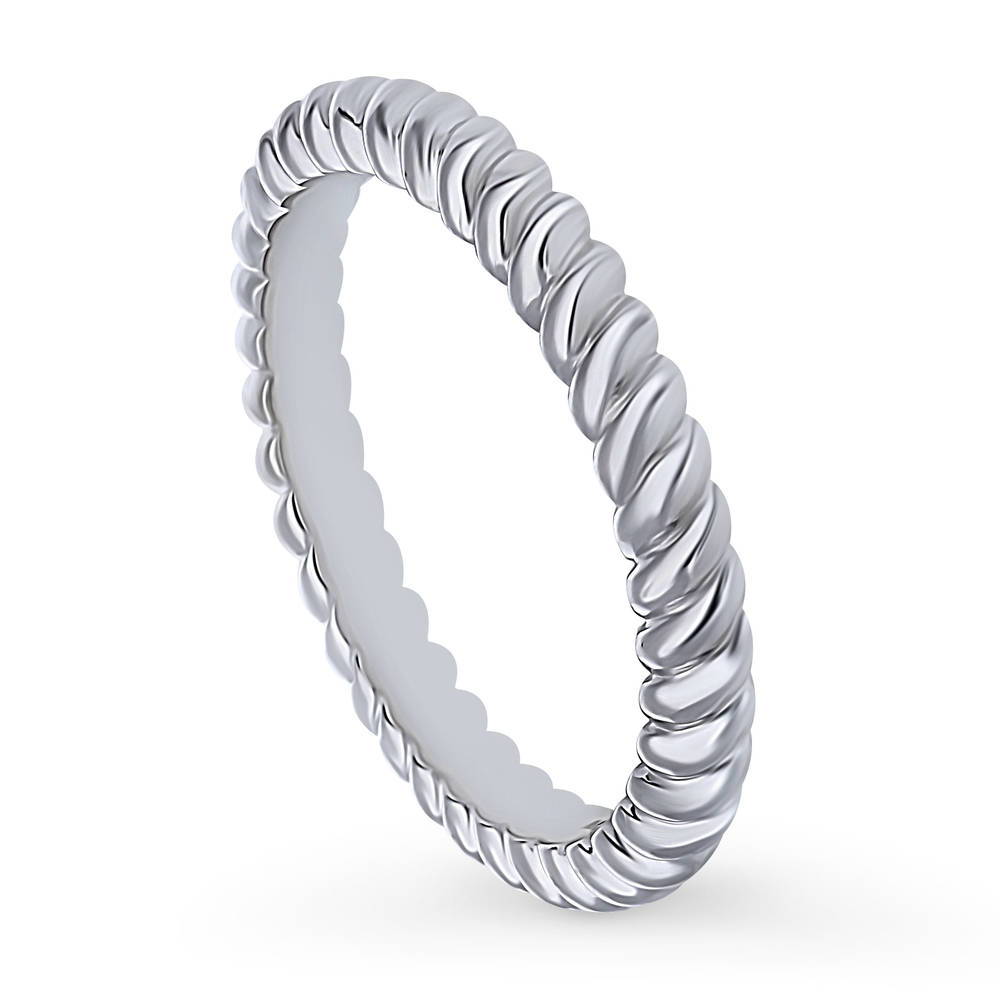 Front view of Woven Band in Sterling Silver
