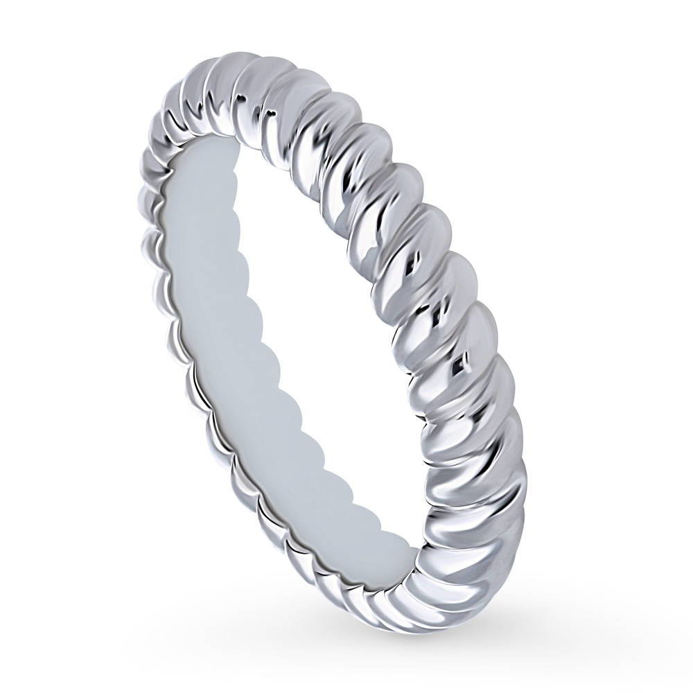 Front view of Woven Band in Sterling Silver