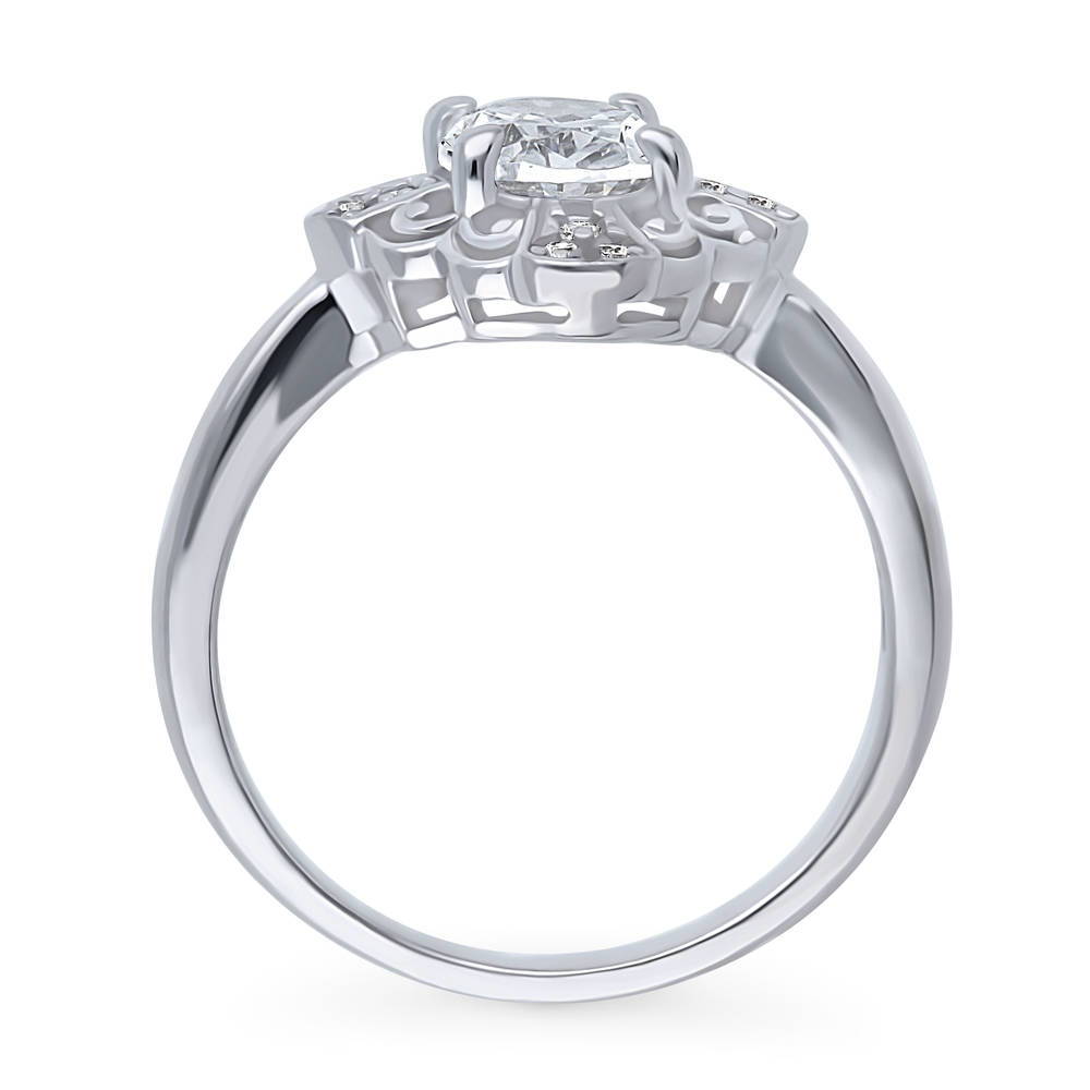 Halo Flower Oval CZ Ring in Sterling Silver