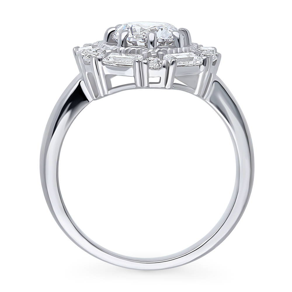 Alternate view of Halo Cable Round CZ Ring in Sterling Silver