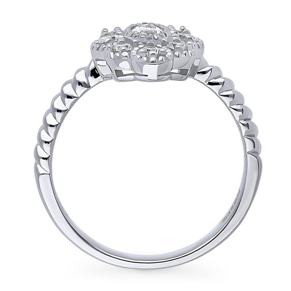 Alternate view of Halo Navette Marquise CZ Ring in Sterling Silver