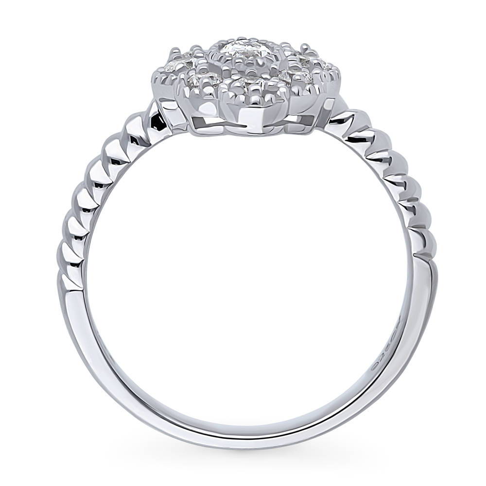 Halo Navette Marquise CZ Ring in Sterling Silver