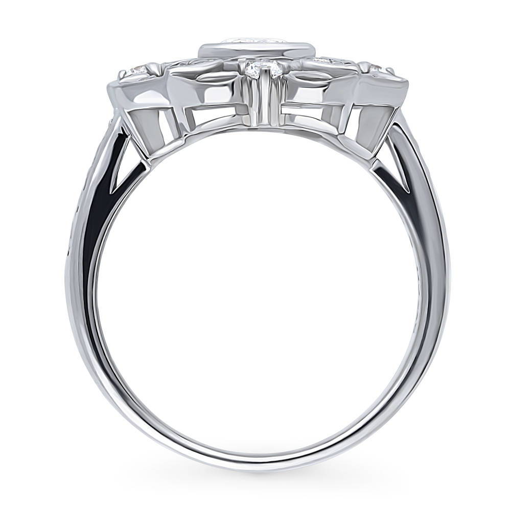Alternate view of Halo Flower Round CZ Ring in Sterling Silver, 8 of 9