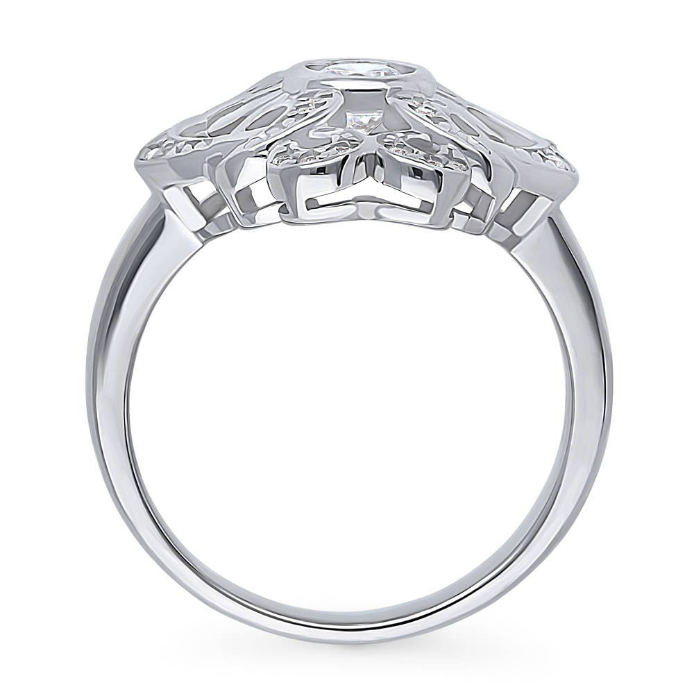 Alternate view of Flower Art Deco CZ Statement Ring in Sterling Silver, 8 of 9